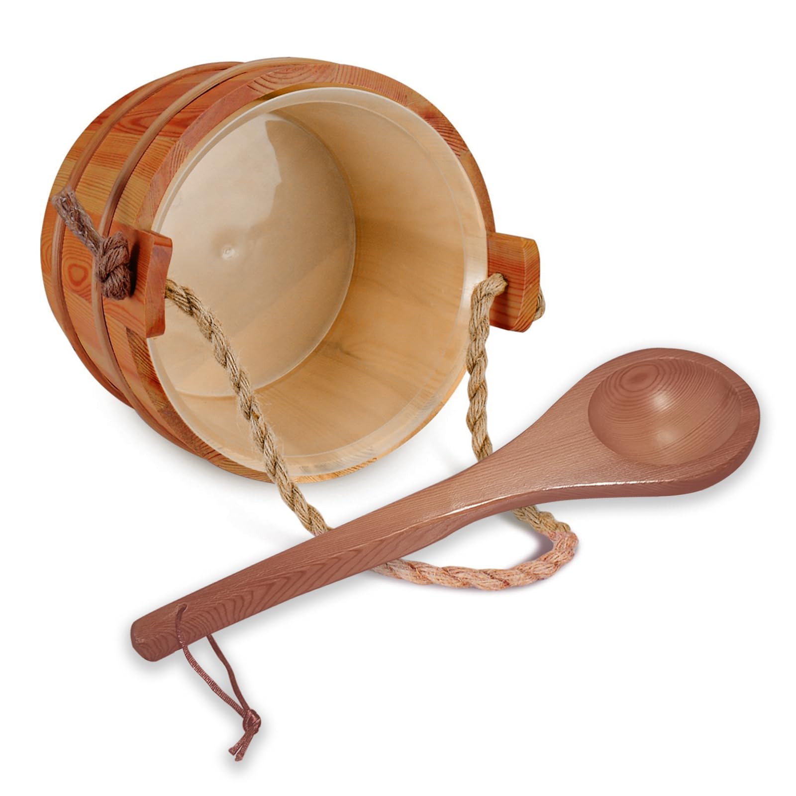 NUIBY bucket placed beside sauna heater illustrating ready-to-use setup