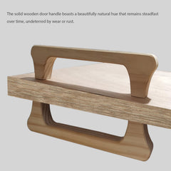 NUIBY handle mounted on a sauna door showing moisture-resistant wooden hardware