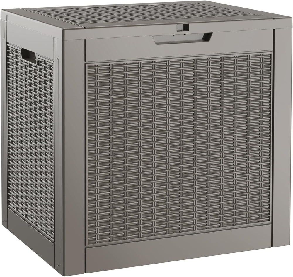 NUNU LAB front view of waterproof outdoor storage box showing compact profile and lid for secure protection