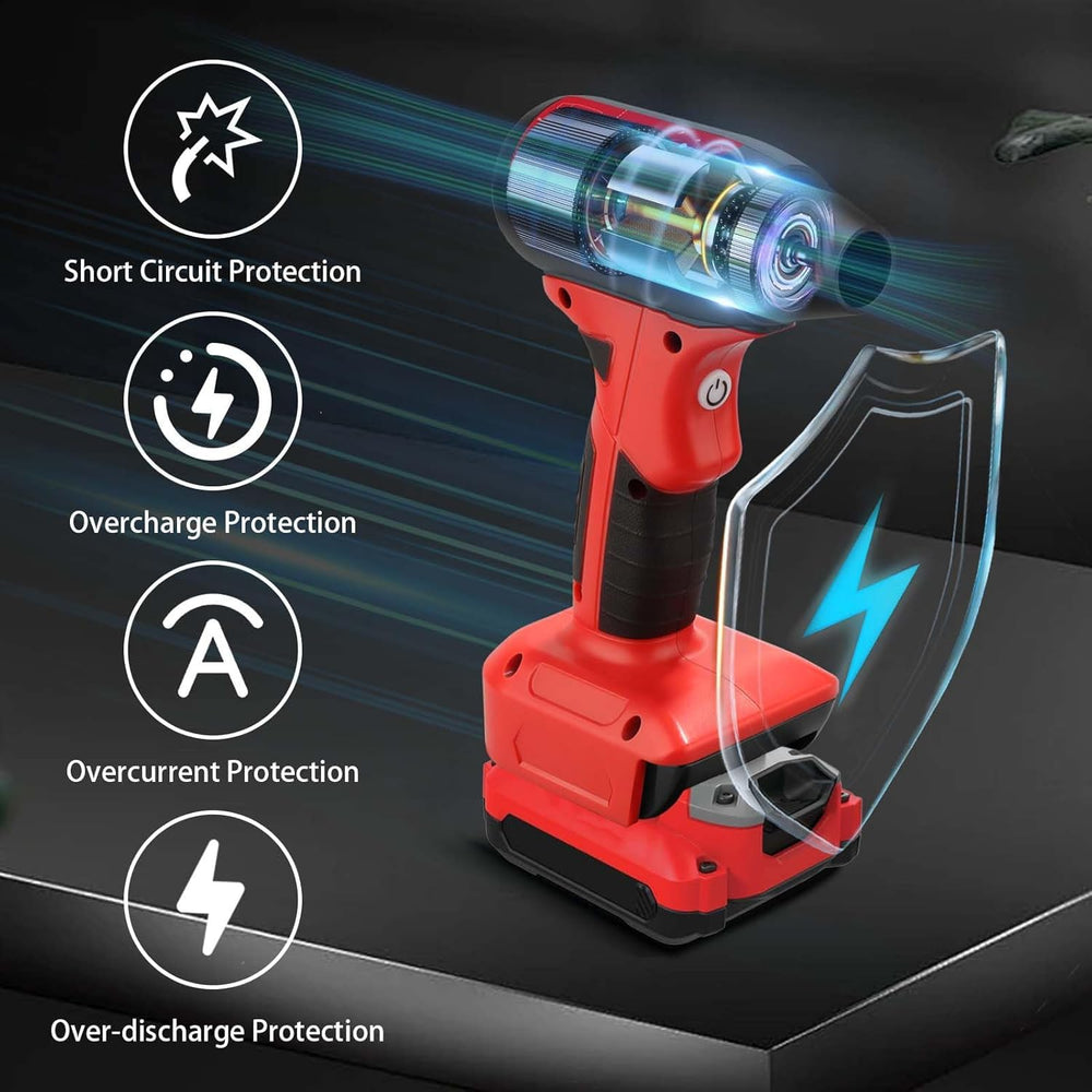 NUOGEDZ blower attached to Craftsman 20V battery demonstrating shared power convenience
