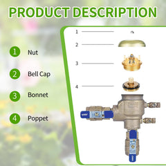 Nuogo brass stem close-up highlighting durable metal construction for long-lasting valve reliability