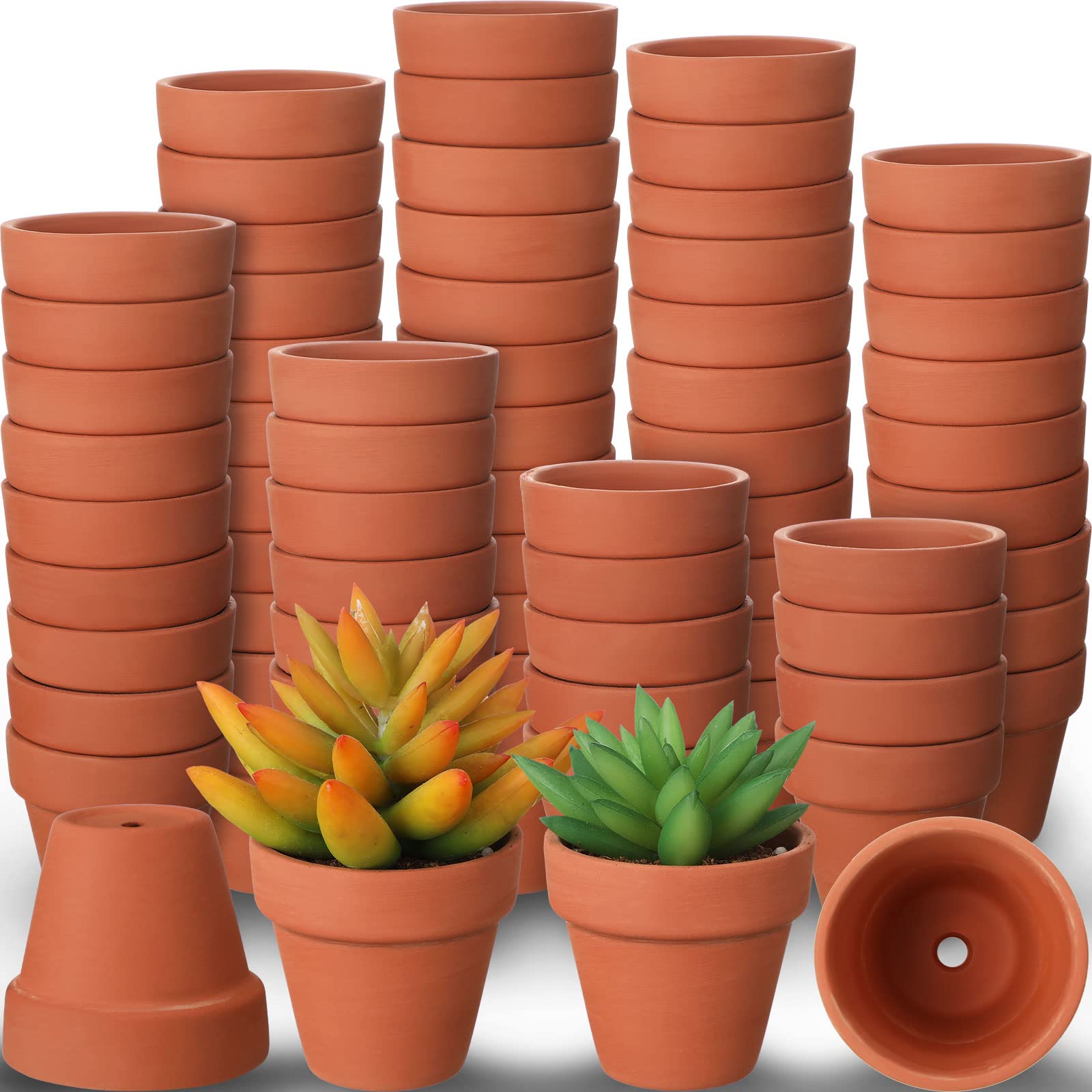 Nuogo front view of 100-piece terracotta pack showing quantity and neat stack benefit
