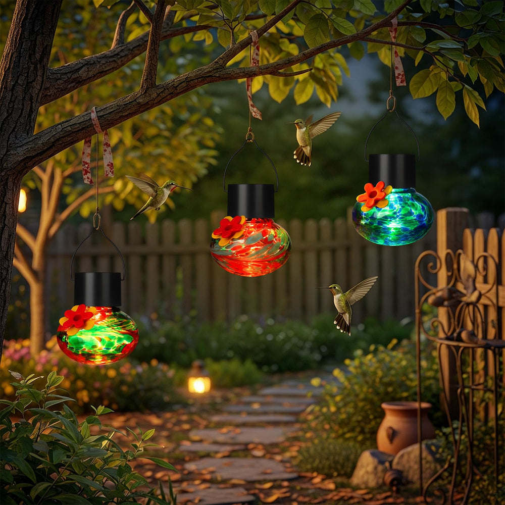 nuogo feeder hanging on porch rail showing compact scale and charm