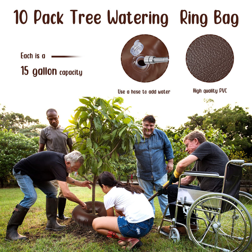 Nuogo ring installed around a tree trunk delivering slow, deep root watering benefits
