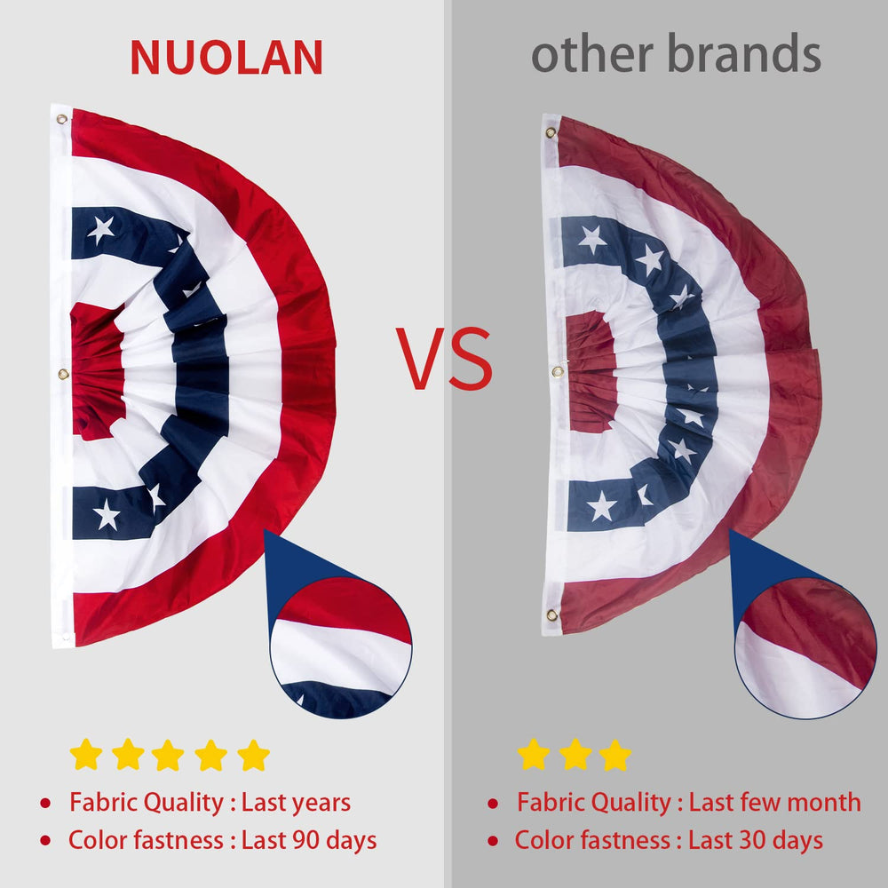 NUOLAN bunting beside measuring tape showing the 4x2 ft size for correct scale