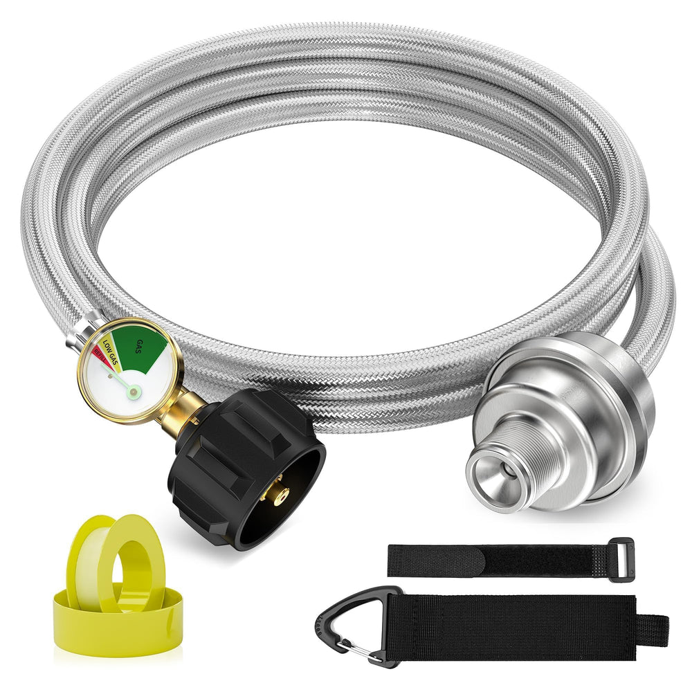 NUPICK front assembled kit showing hose and filter for safer propane use