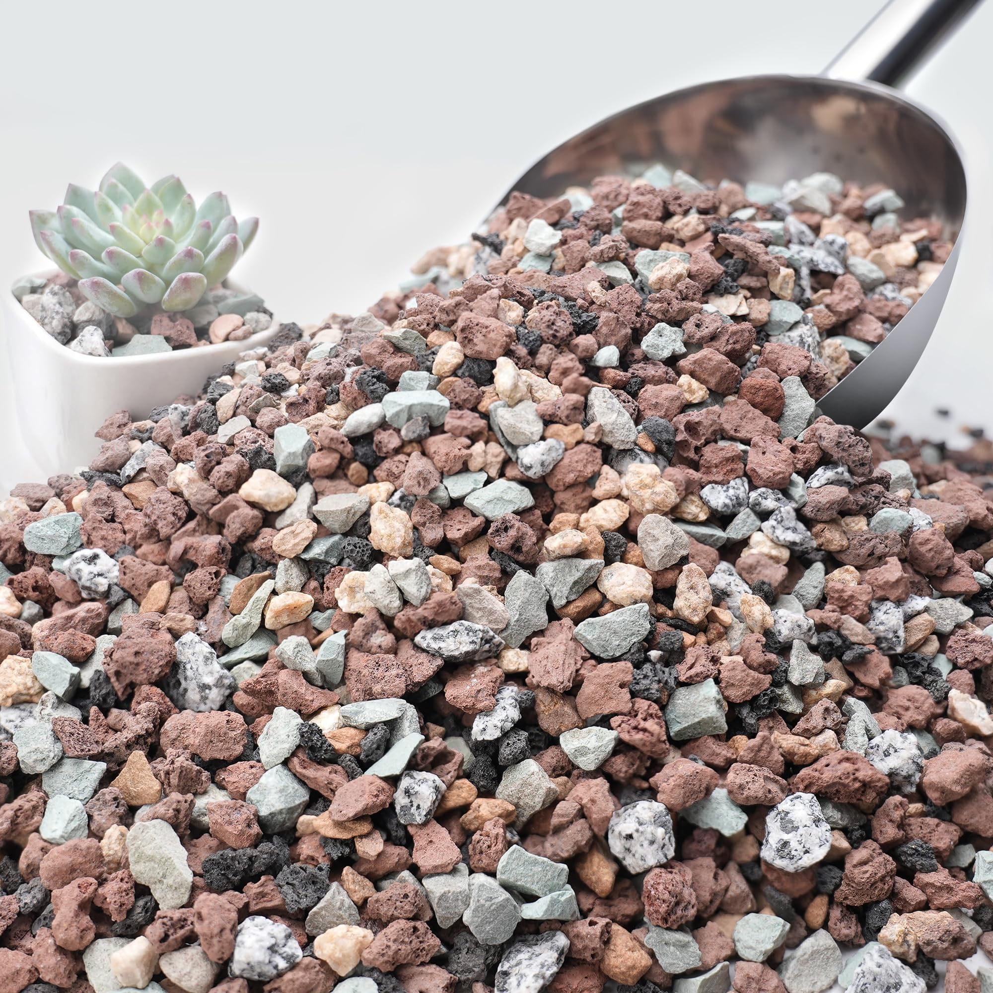 NUPICK front packaging showing 20lb bag and mixed lava rocks benefit decor