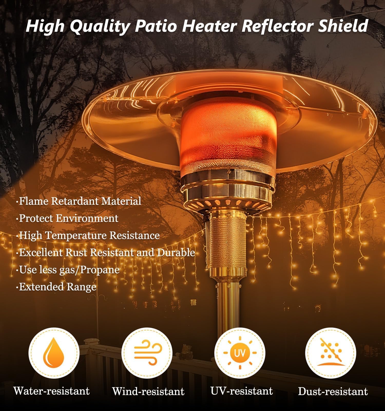 NUPICK reflector side profile showing curved shape for focused heat