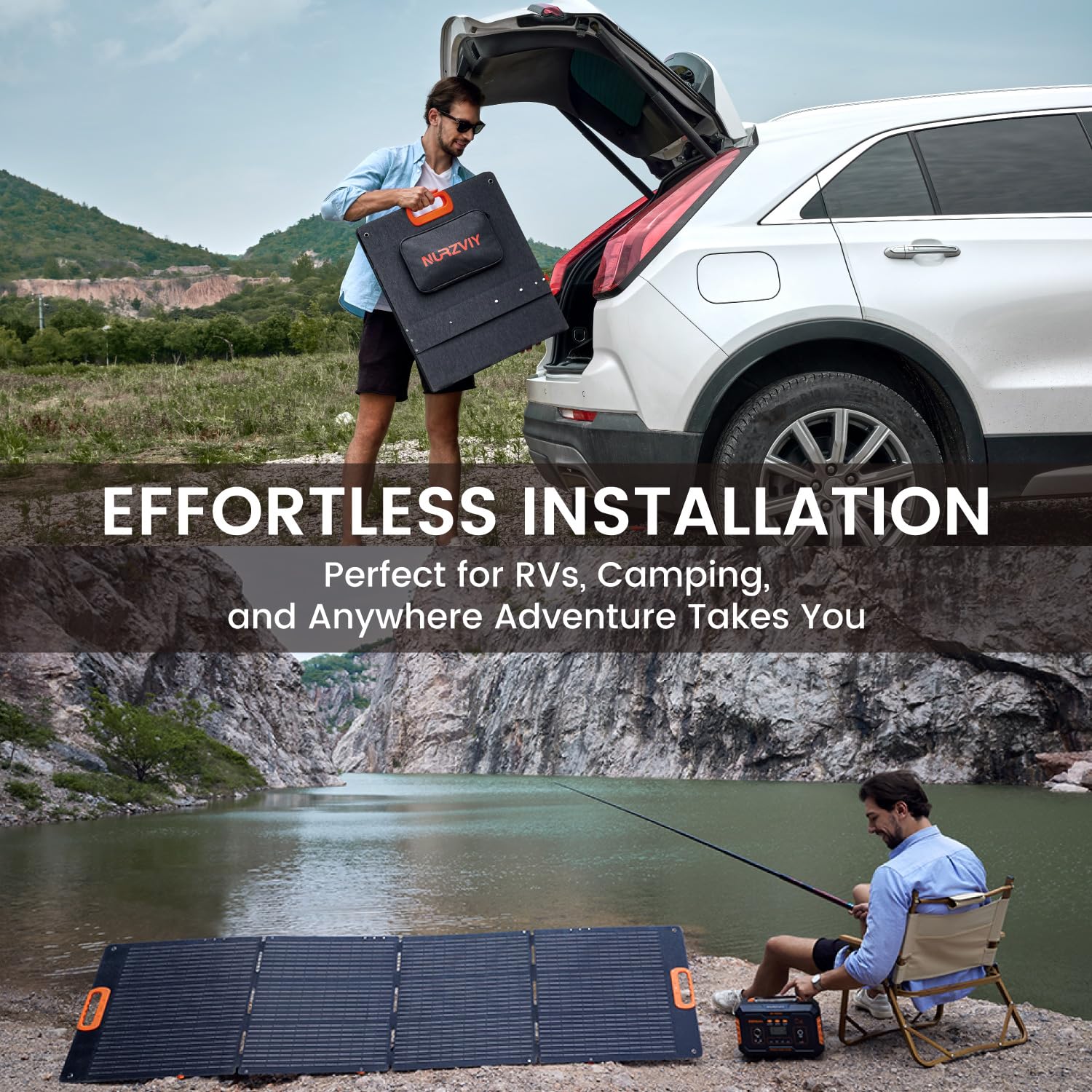 NURZVIY fully unfolded panel surface maximizing sunlight capture outdoors