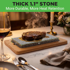 NutriChef bamboo platter paired with stone offering safe serving and elegant presentation