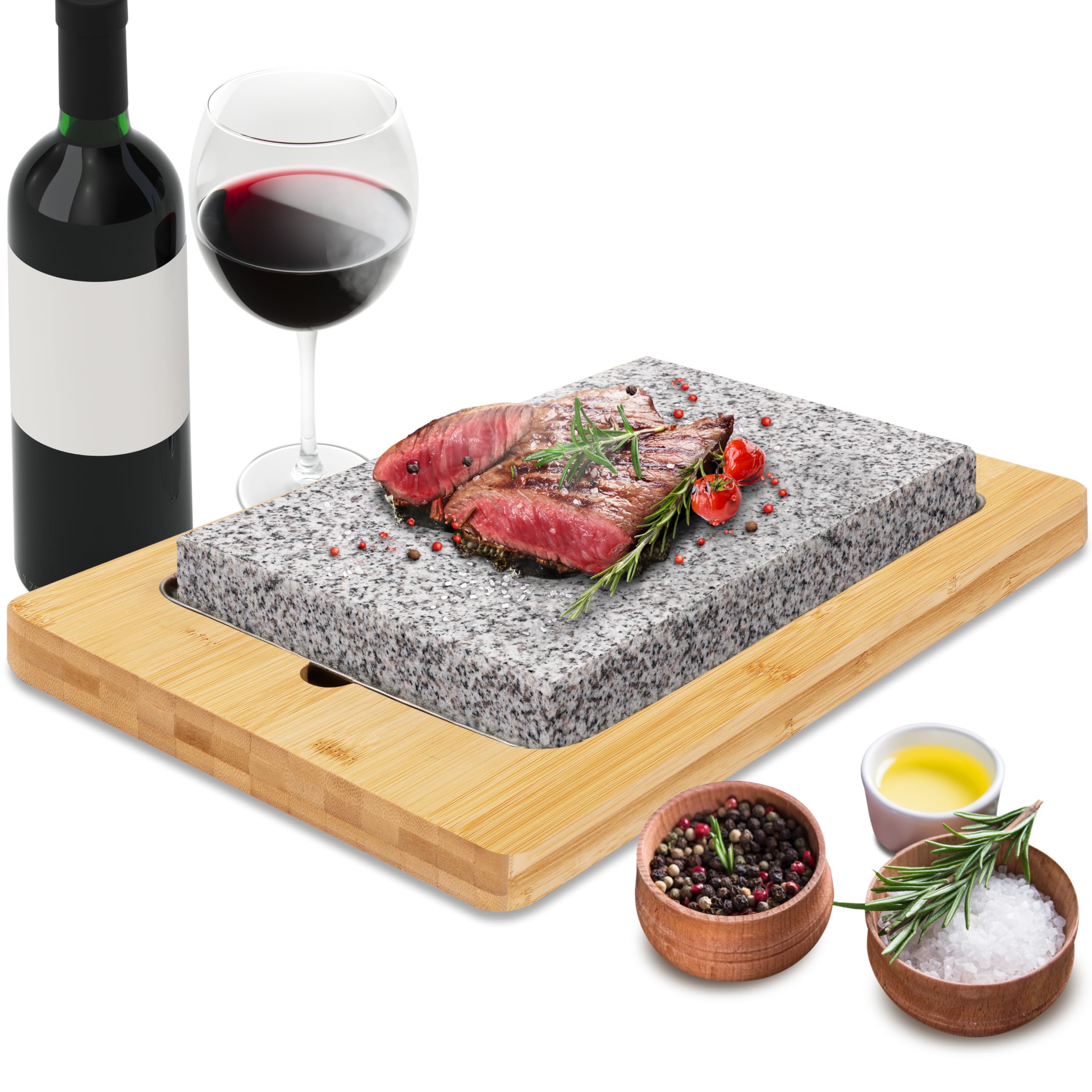 NutriChef front view of granite stone grill showing sleek design and portability benefit