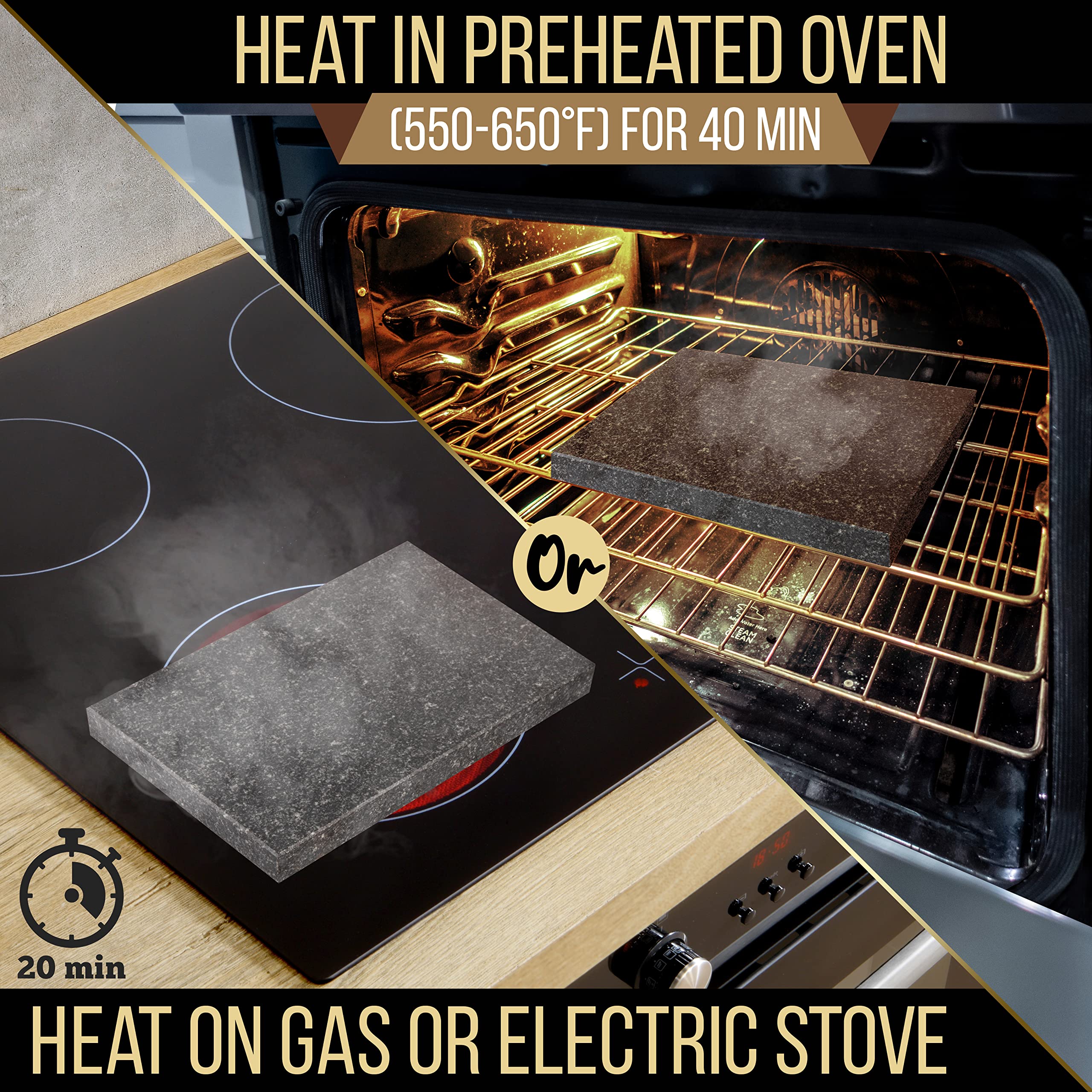 NutriChef sizzling steak on hot stone demonstrating table-ready serving