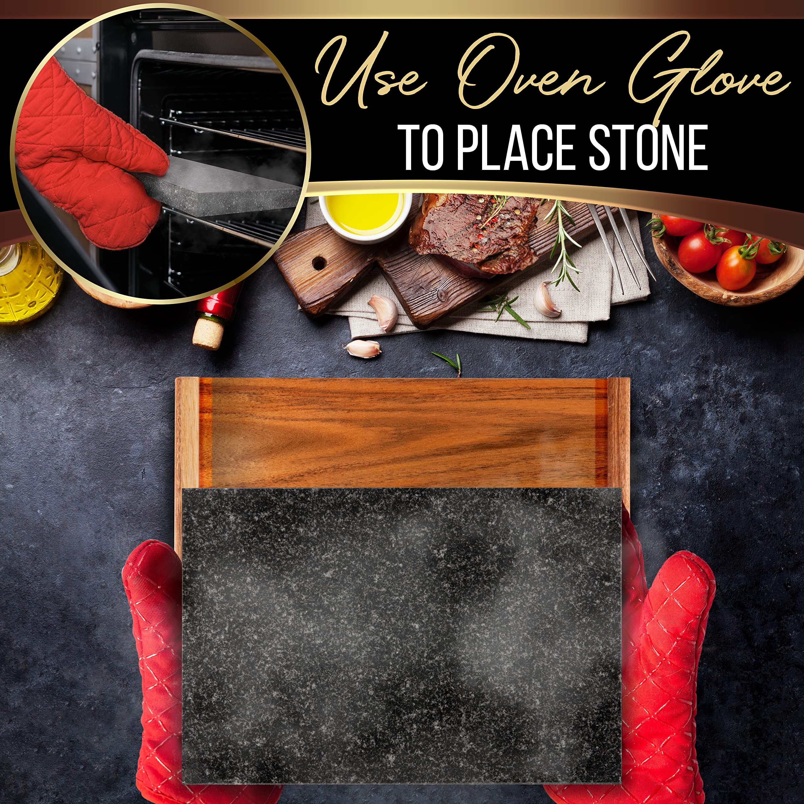 NutriChef side profile of stone on tray illustrating safe countertop placement