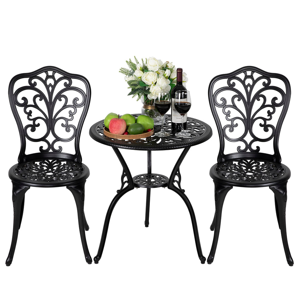NUU GARDEN front view of full bistro set showing compact setup and durability