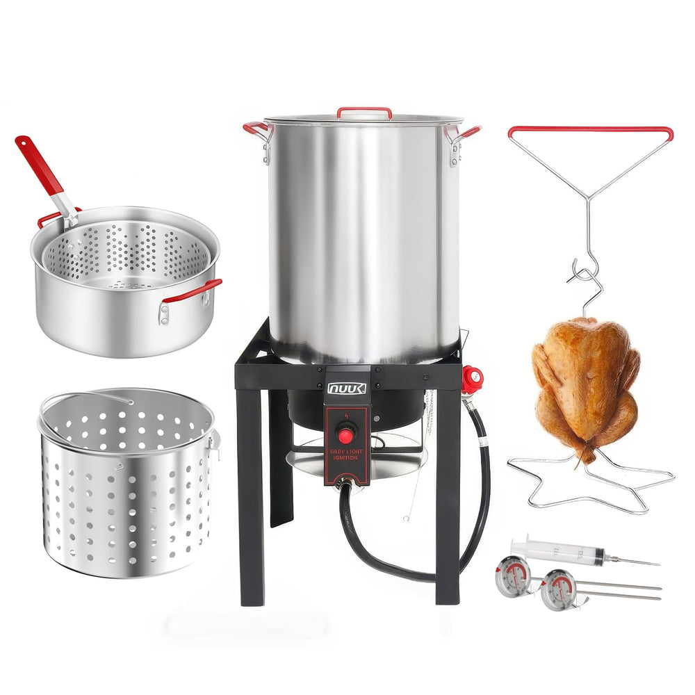 NUUK complete fryer set front view showing pots and burner for versatile outdoor cooking