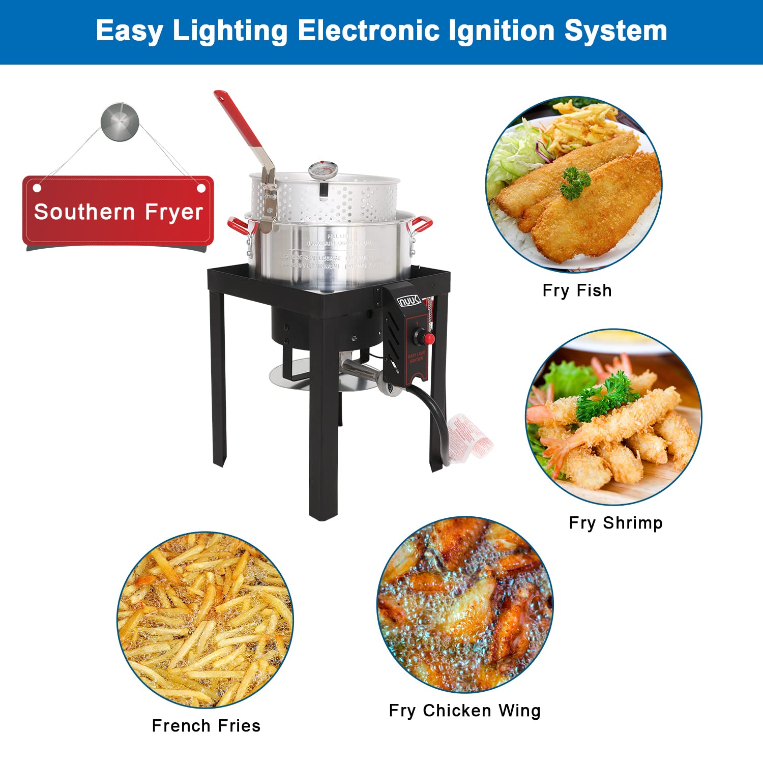NUUK fryer in outdoor use cooking seafood boil showcasing party-ready performance
