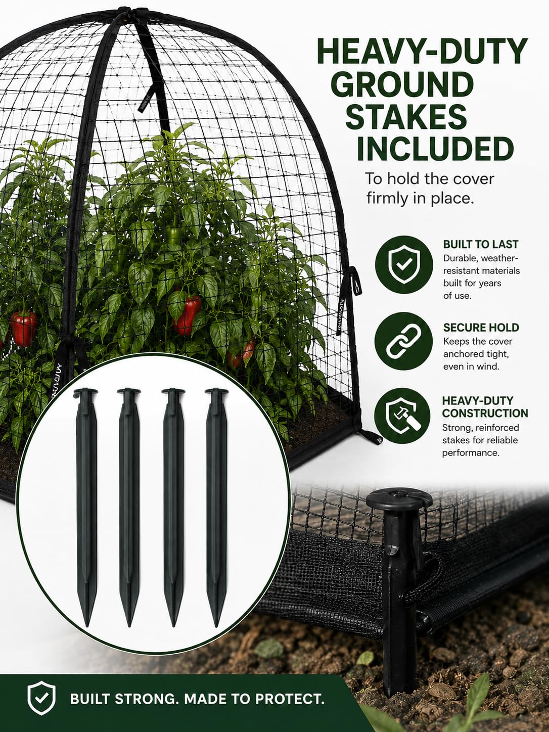NuVue cover in use over vegetable bed keeping pests away