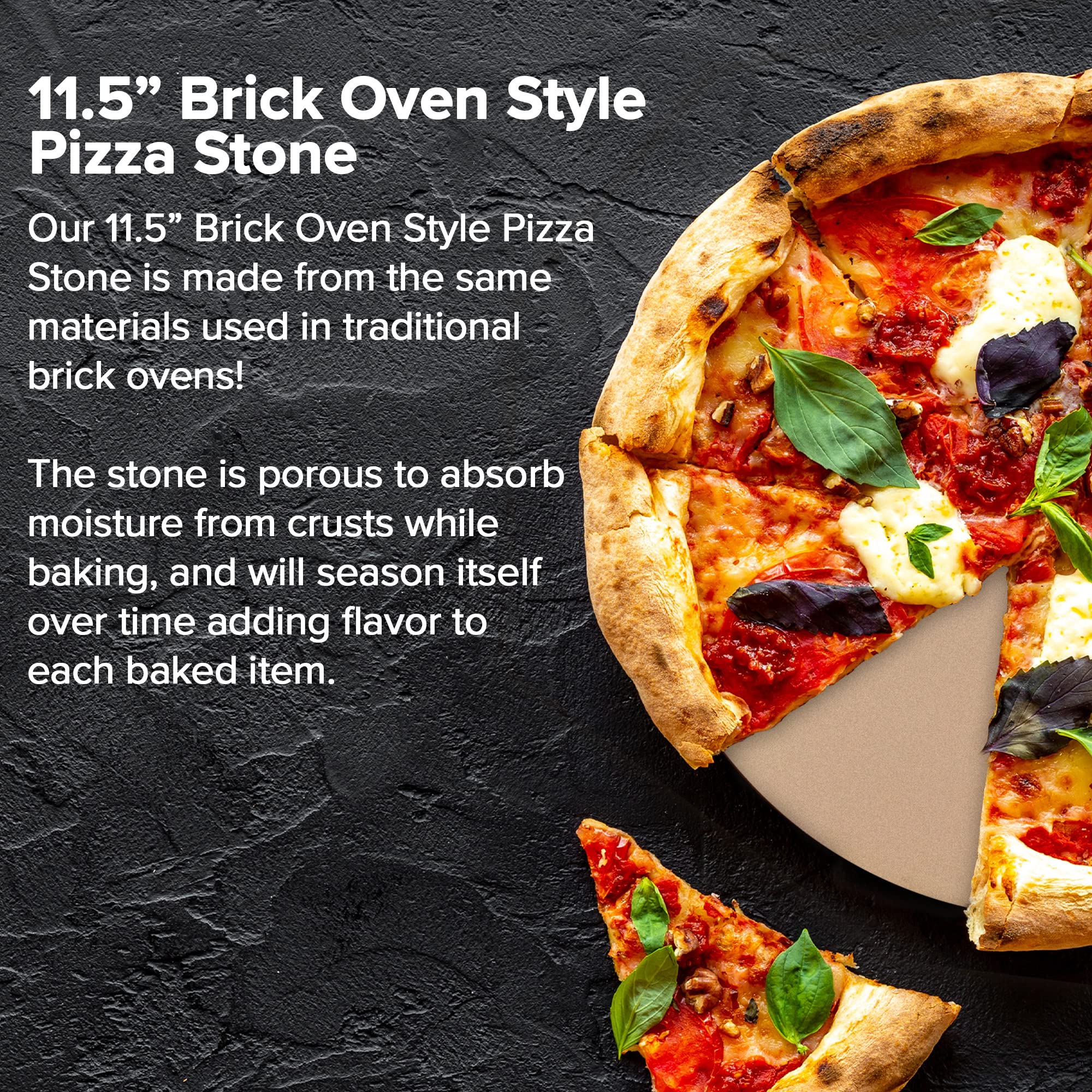 Nuwave stone inside oven with pizza, demonstrating restaurant-quality browning