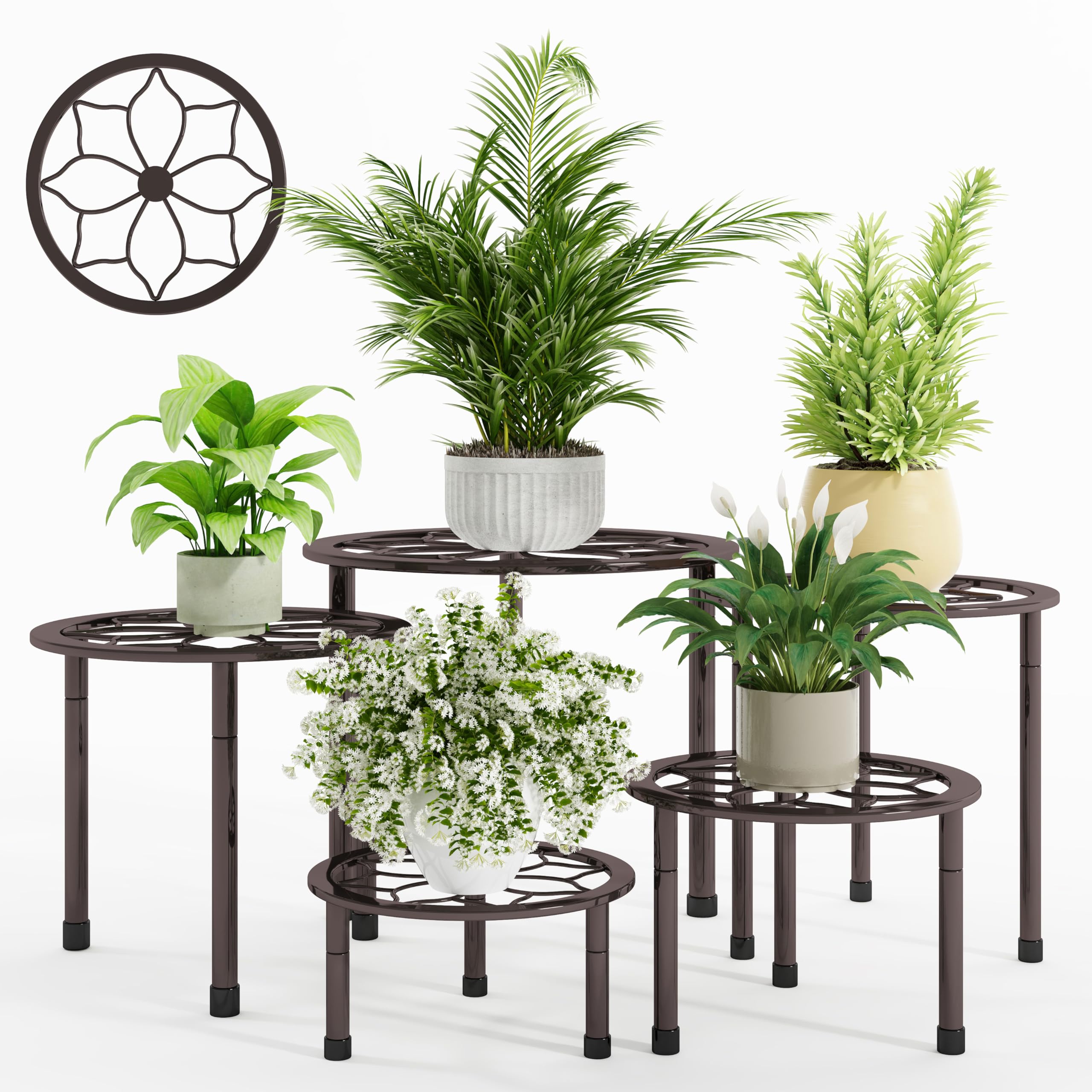 NUZZERO front view brown plant stand showcasing stable support and stylish look