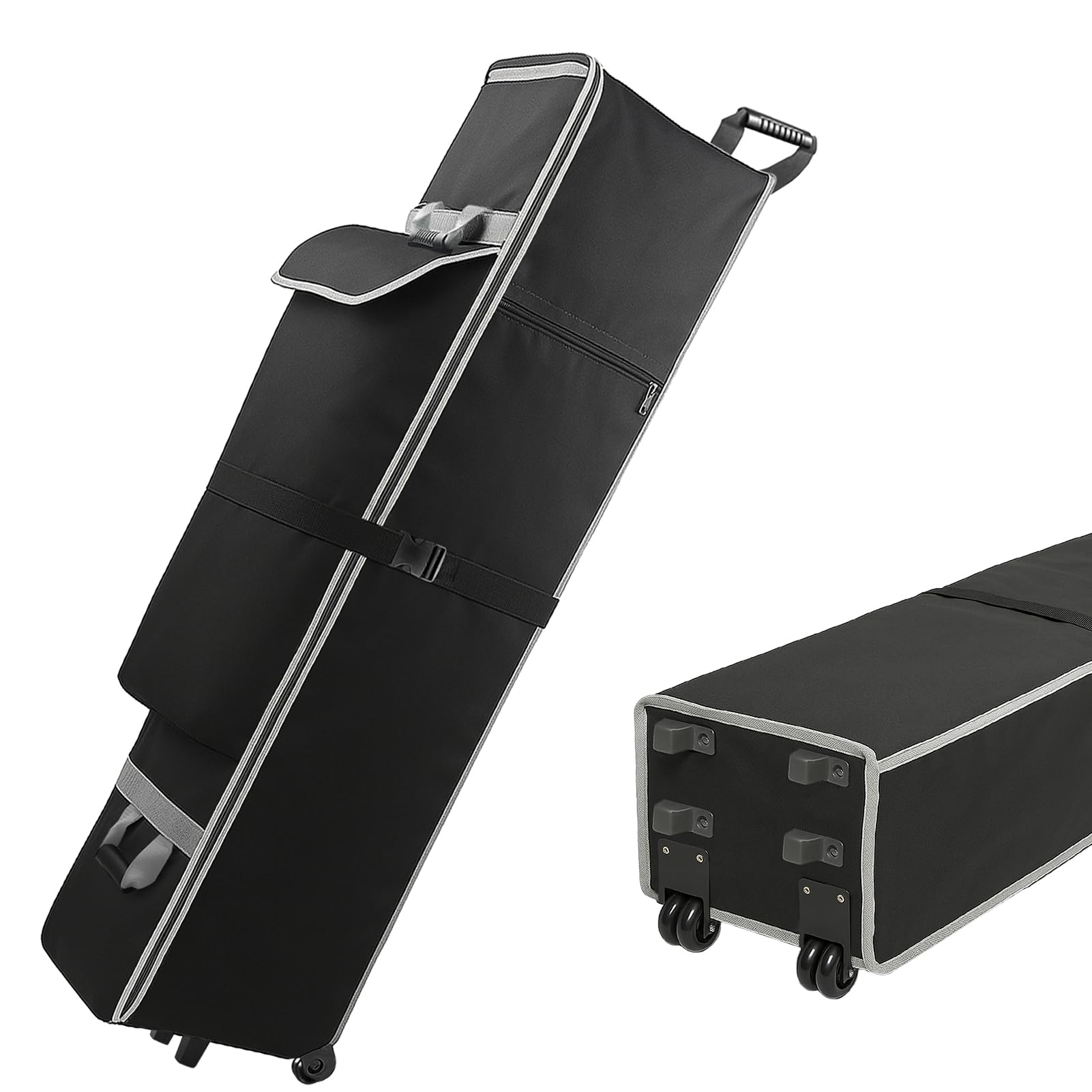 NVAAV front view of wheeled canopy bag showing full-length fit and secure flap