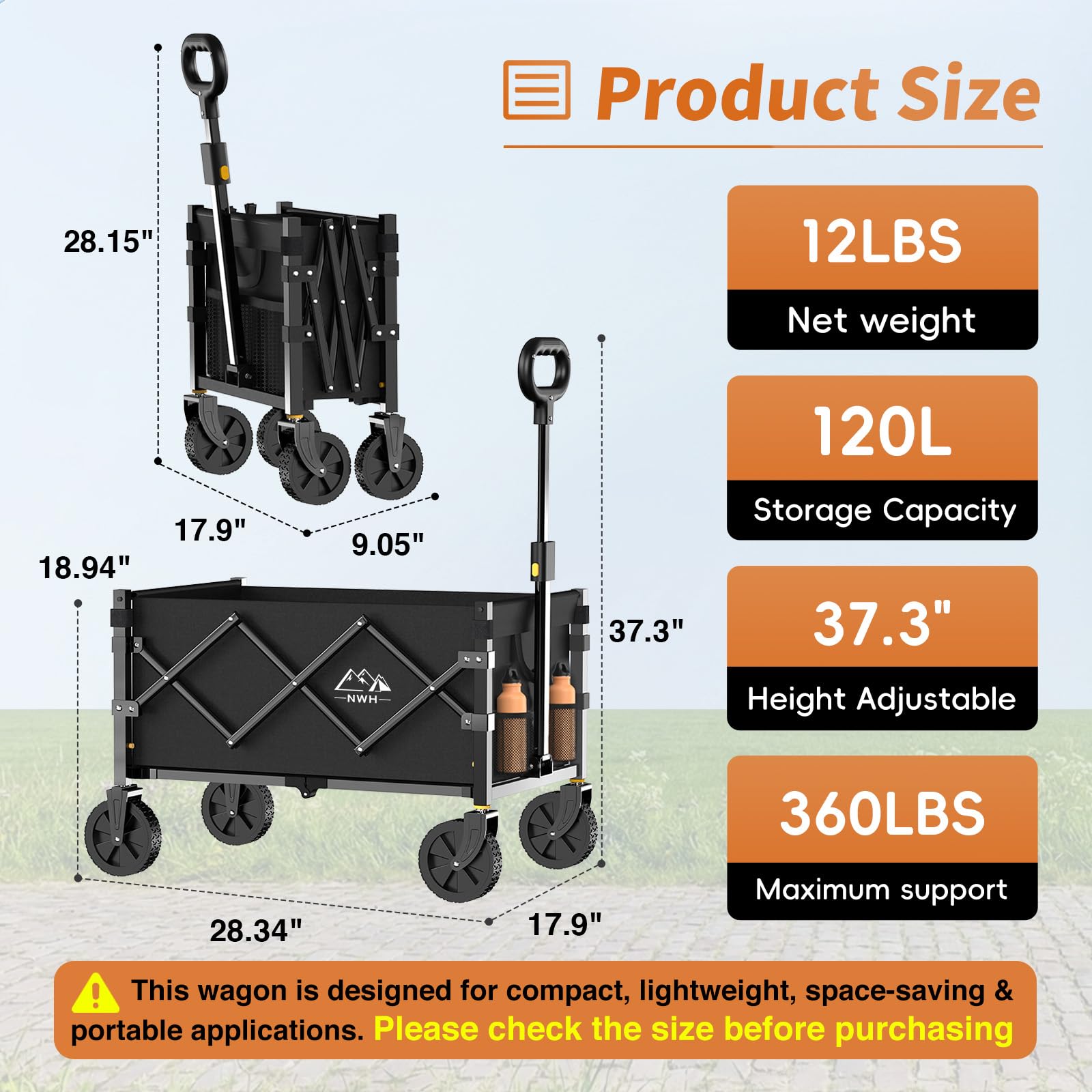 NWH folded compact storage in car trunk for easy transport benefit