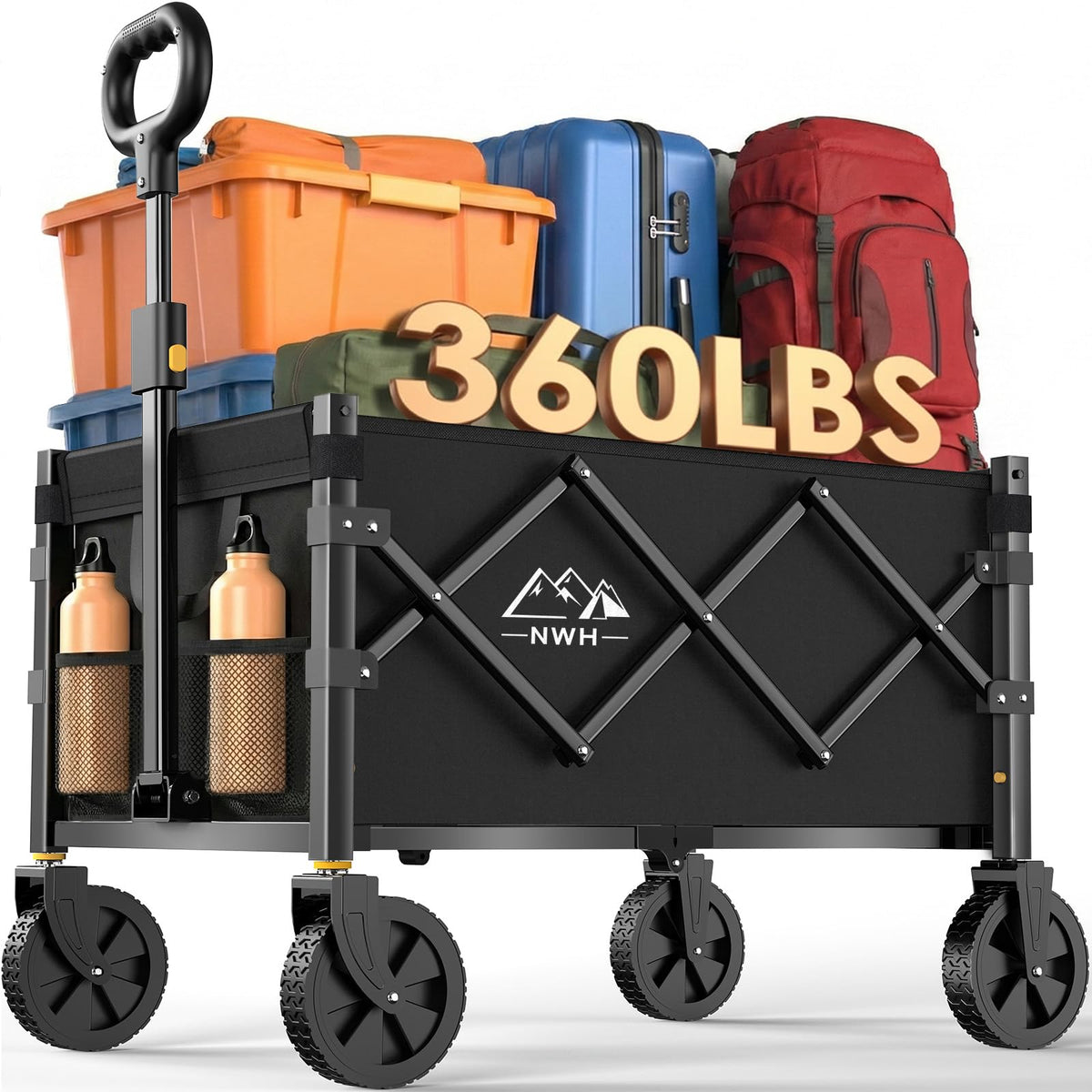 NWH front view of open wagon showing sturdy frame and capacity benefit
