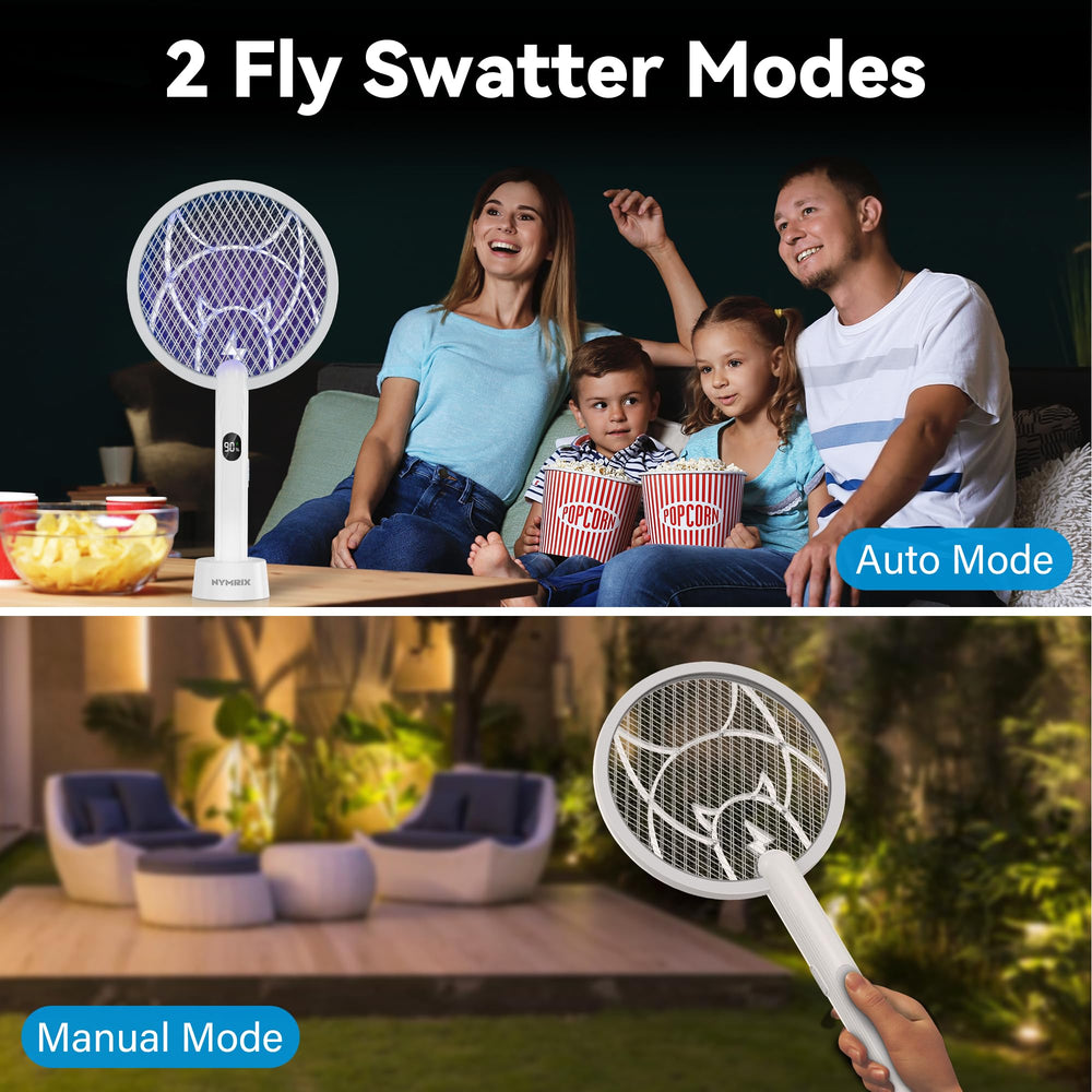 Nymrix in-use docked on bedside table at night, shows quiet mosquito trapping