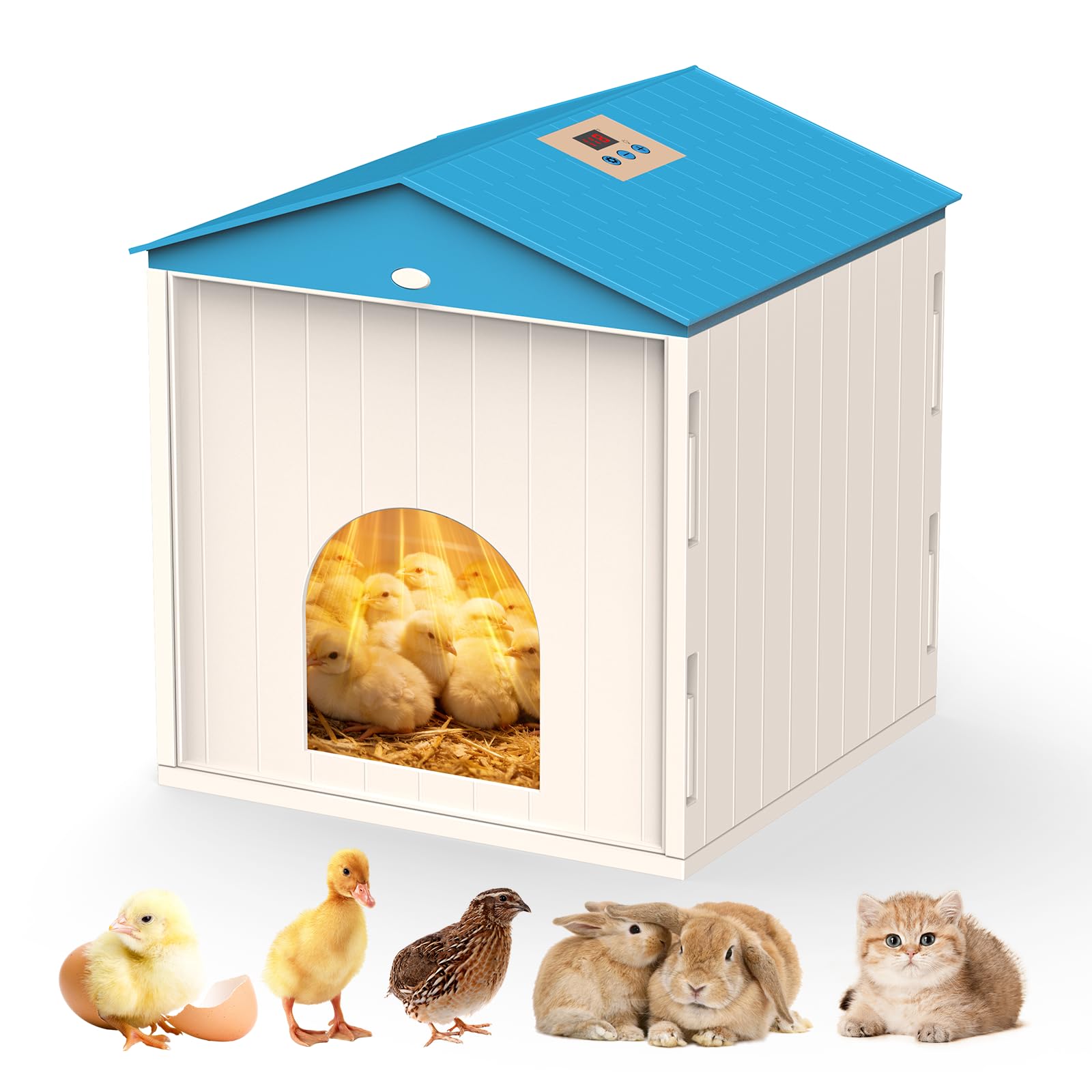 NyPots brooder plate front view showing compact heating surface and housing benefit warmth