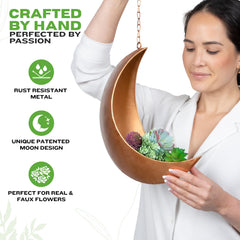 Oakadoaks moon planter hung on patio providing ambient boho outdoor decor