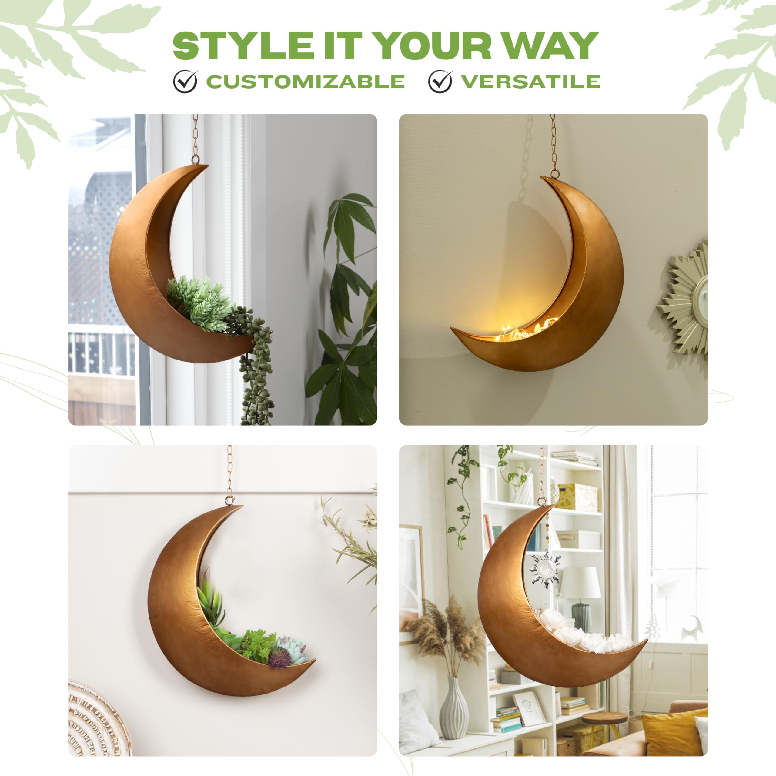 Oakadoaks moon planter planted with succulents showing compact greenery display