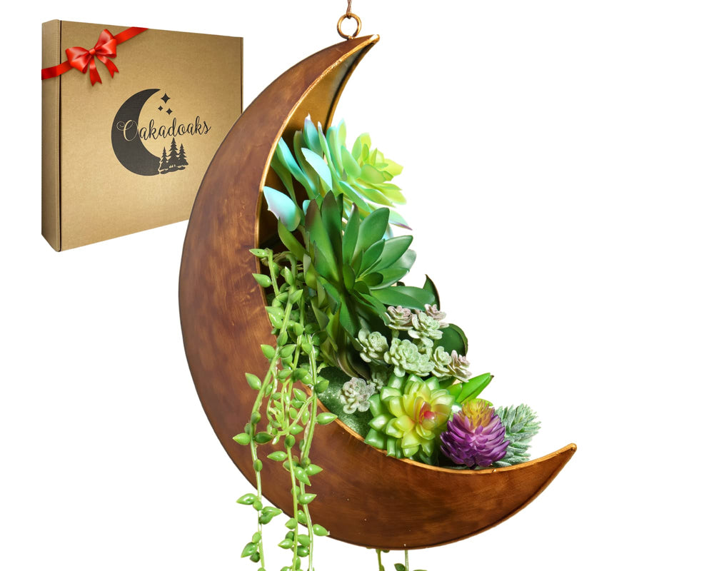 Oakadoaks front view of crescent moon planter showing size and style benefit