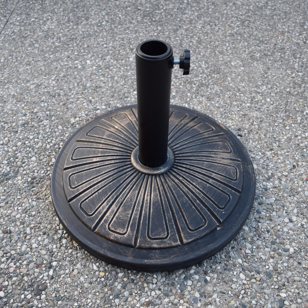 Oakland Living antique bronze round base front view showing stable design and classic finish