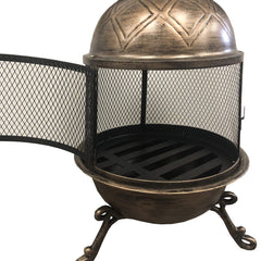 Oakland Living chimenea with 360-degree screened firebox for all-around warmth