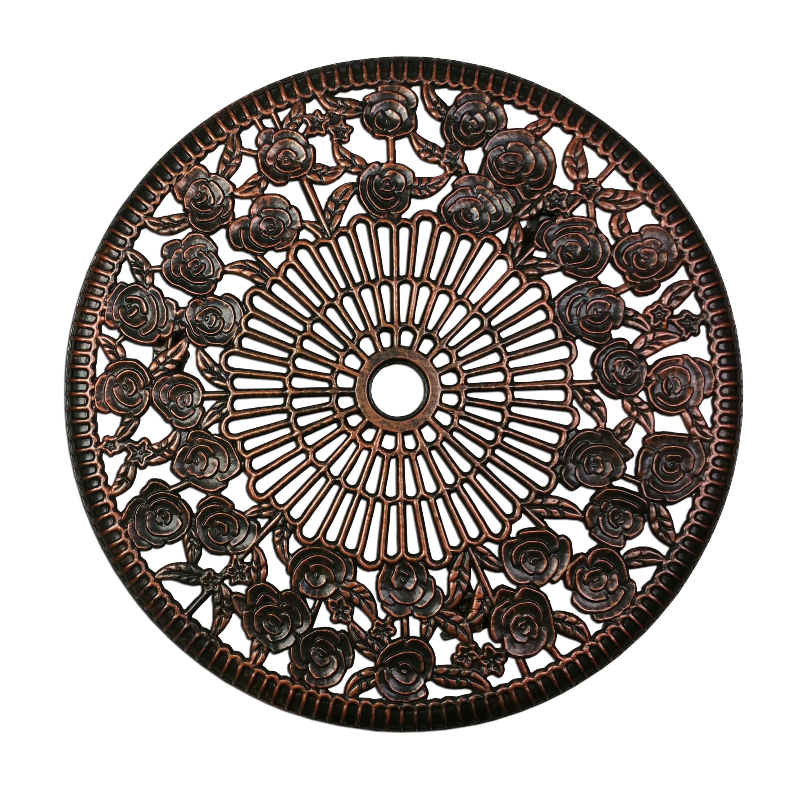 Oakland Living chair backrest rose detail close-up, shows decorative appeal