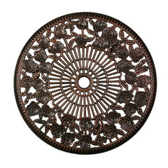 Oakland Living chair backrest rose detail close-up, shows decorative appeal
