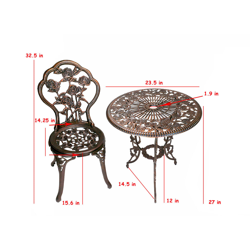 Oakland Living close-up of cast aluminum table top pattern, highlights durability