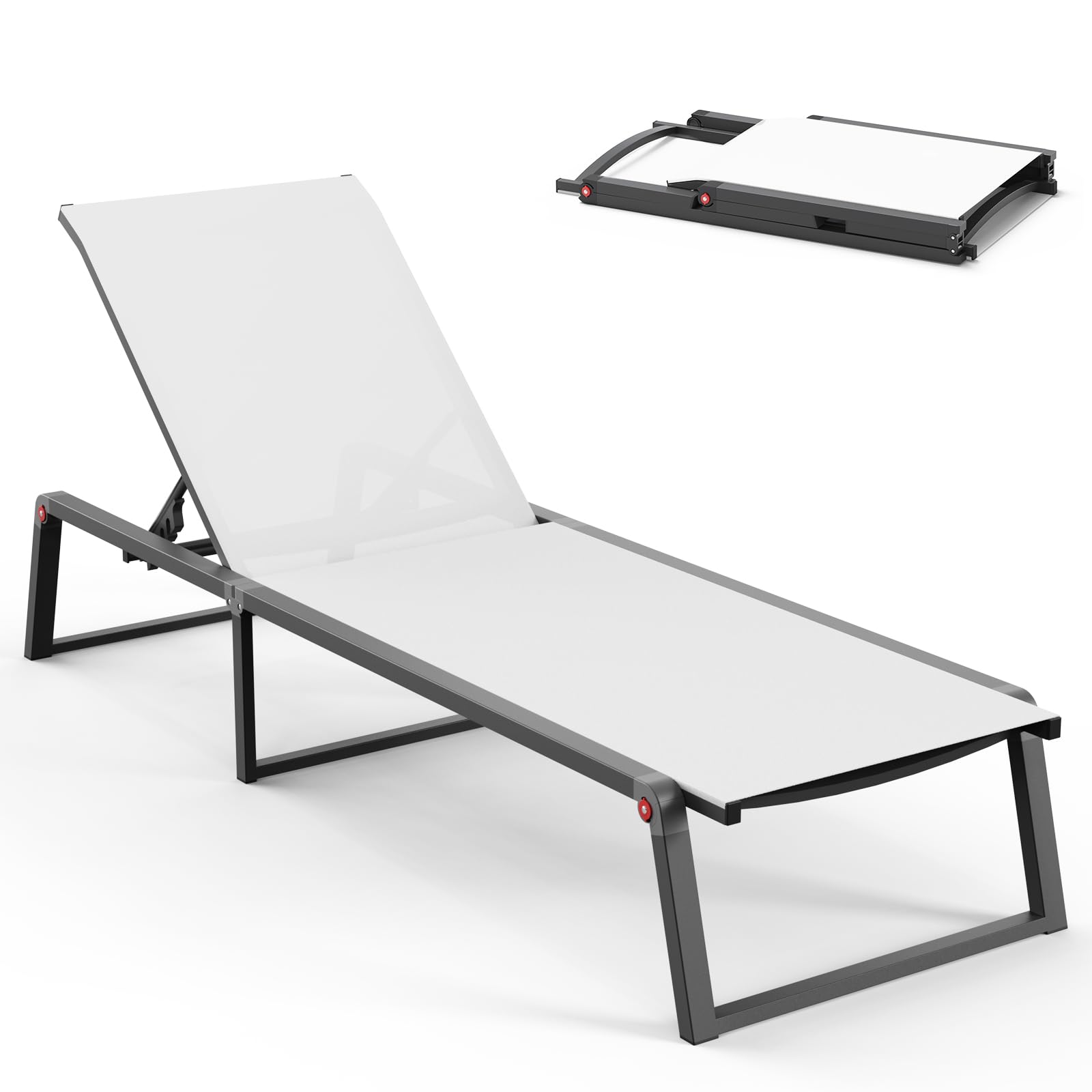Oasbira front view of bright white chaise lounge, inviting comfort