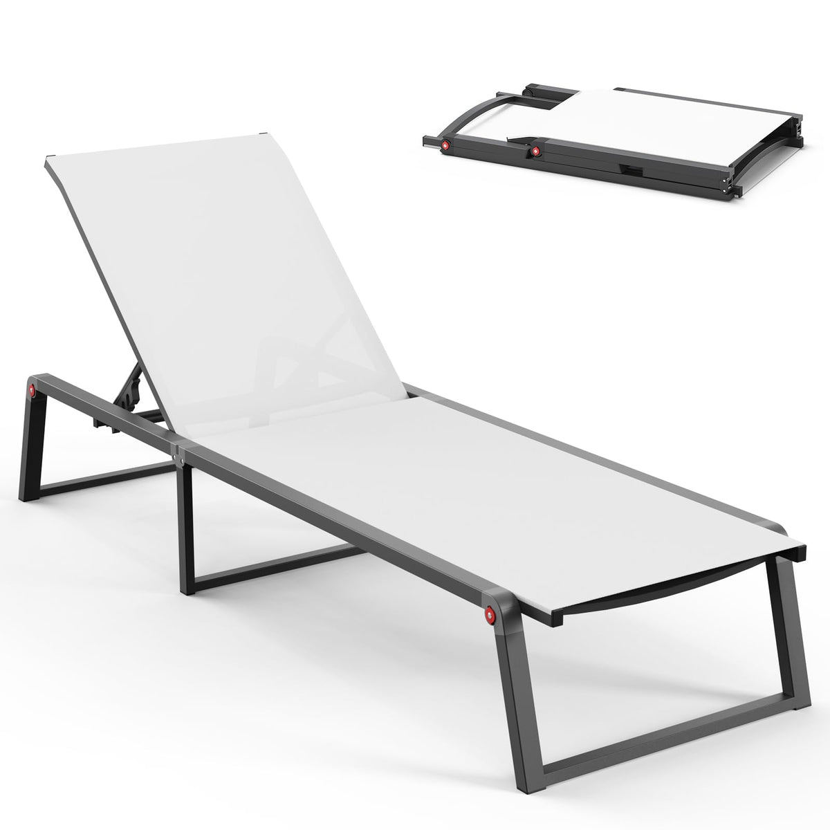 Oasbira front view of bright white chaise lounge, inviting comfort