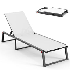 Oasbira front view of bright white chaise lounge, inviting comfort