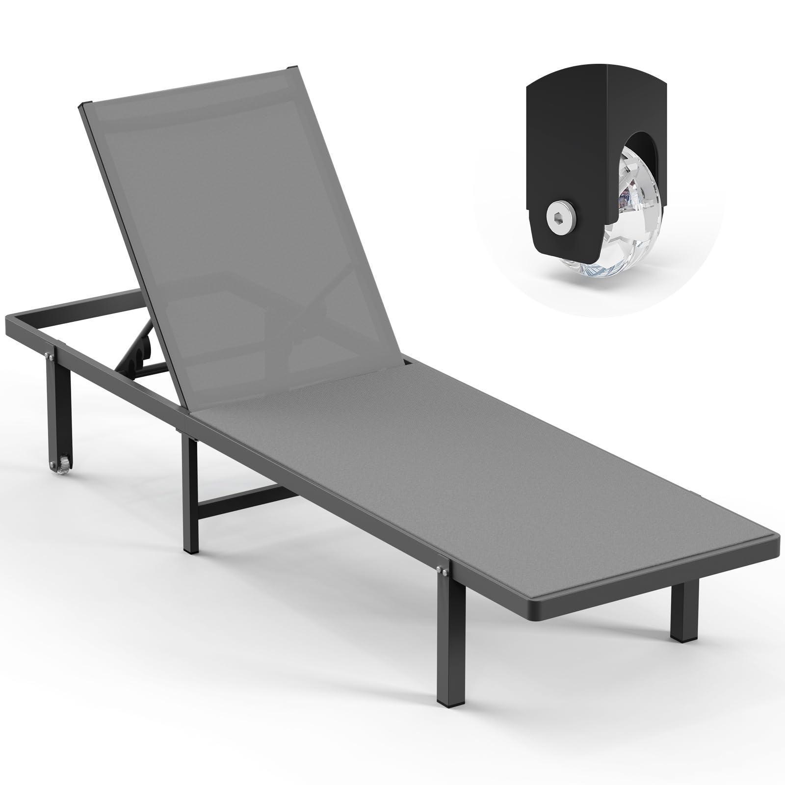 Oasbira front view of dark gray lounge chair showing sleek design and comfort