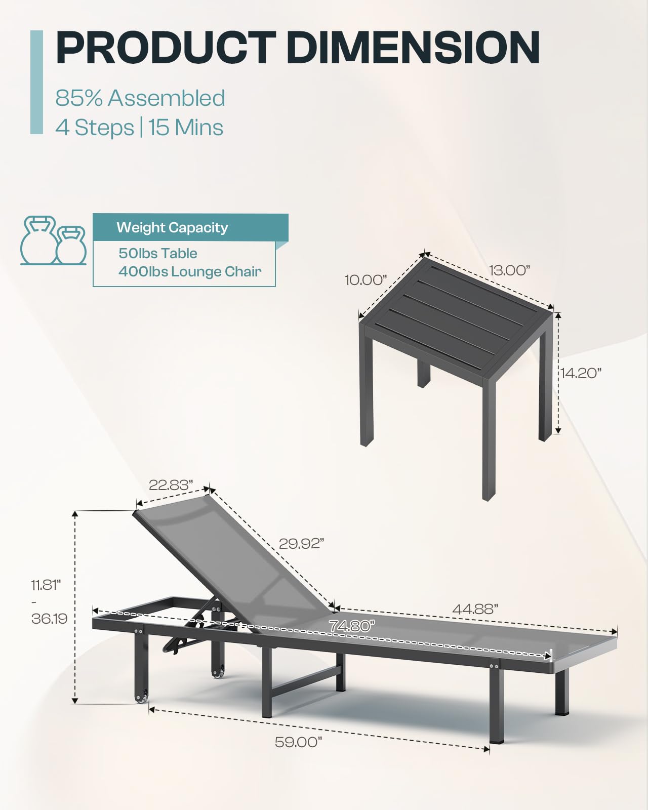 Oasbira chaise on poolside deck illustrating comfortable outdoor relaxation