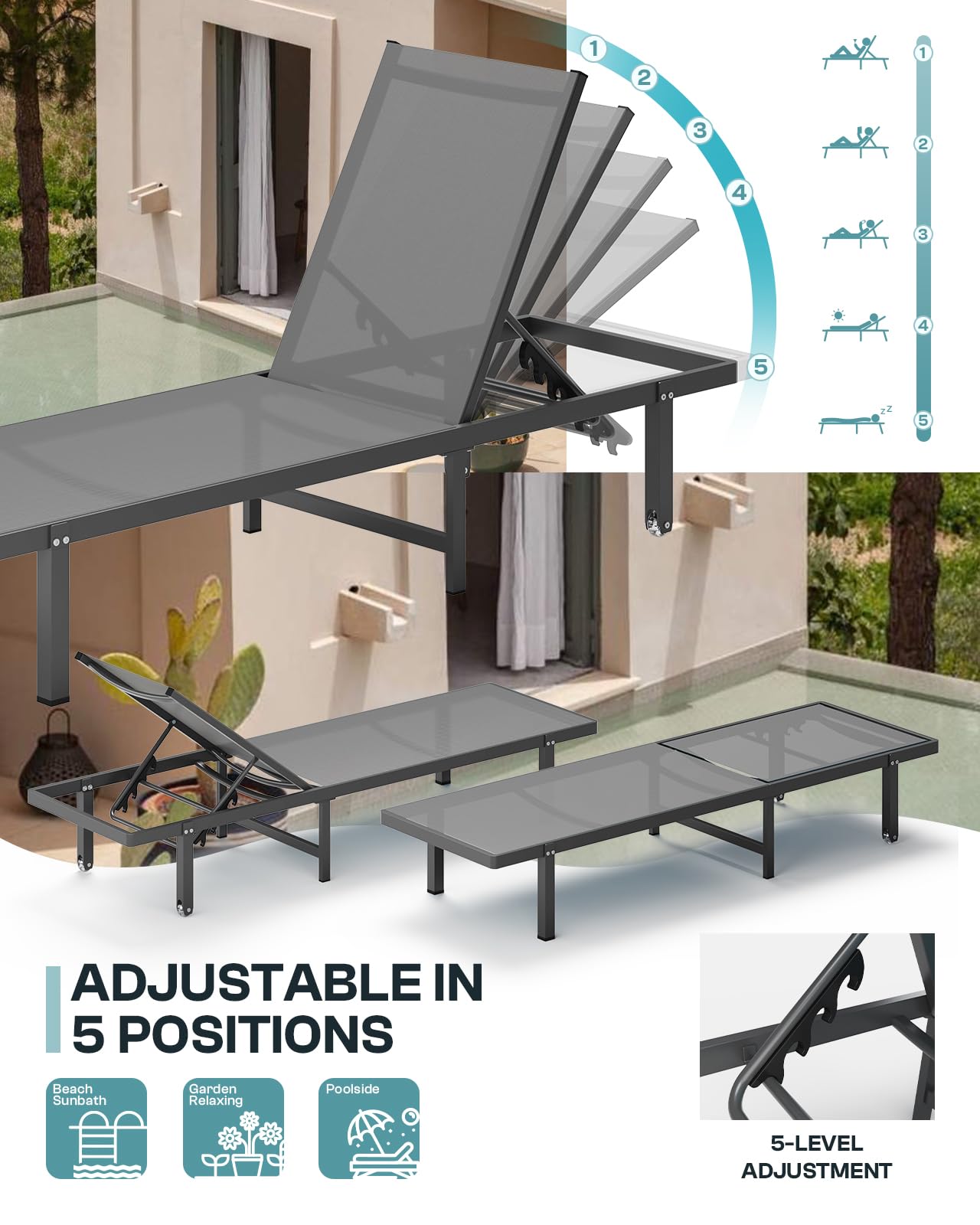 Oasbira detailed view of wheels for easy mobility across patios