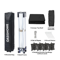 OASISHOME detailed view of steel frame joint and thumb-latch for quick locking stability