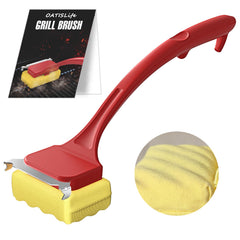 OATISLIFE brush front view showing full length and scraper, quick deep-clean benefit