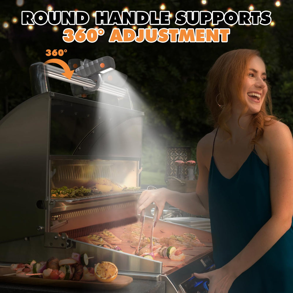 OATISLIFE light in use over griddle showing clearer food visibility while cooking