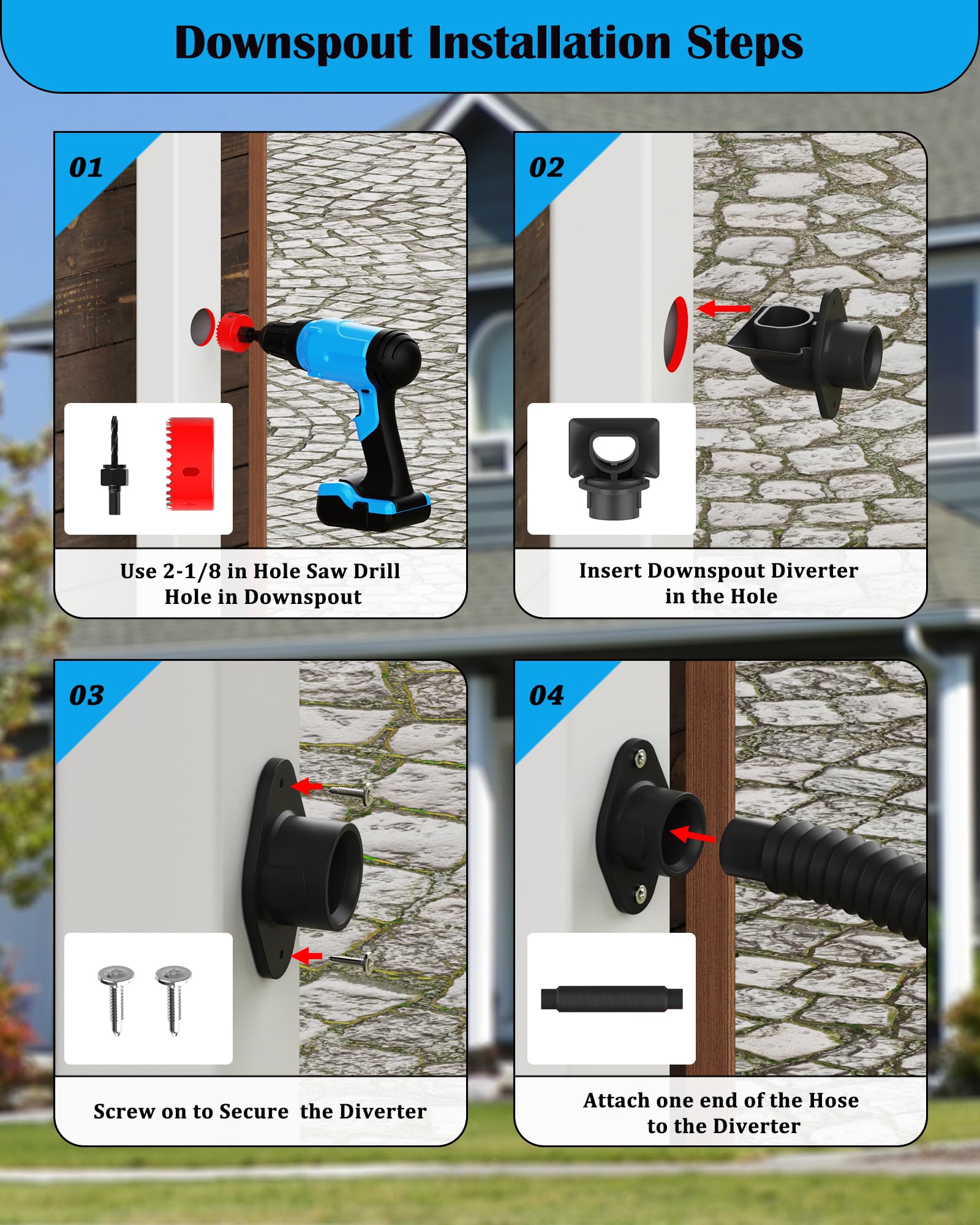 OAYAYONI flexible fill hose extended to barrel demonstrating placement flexibility