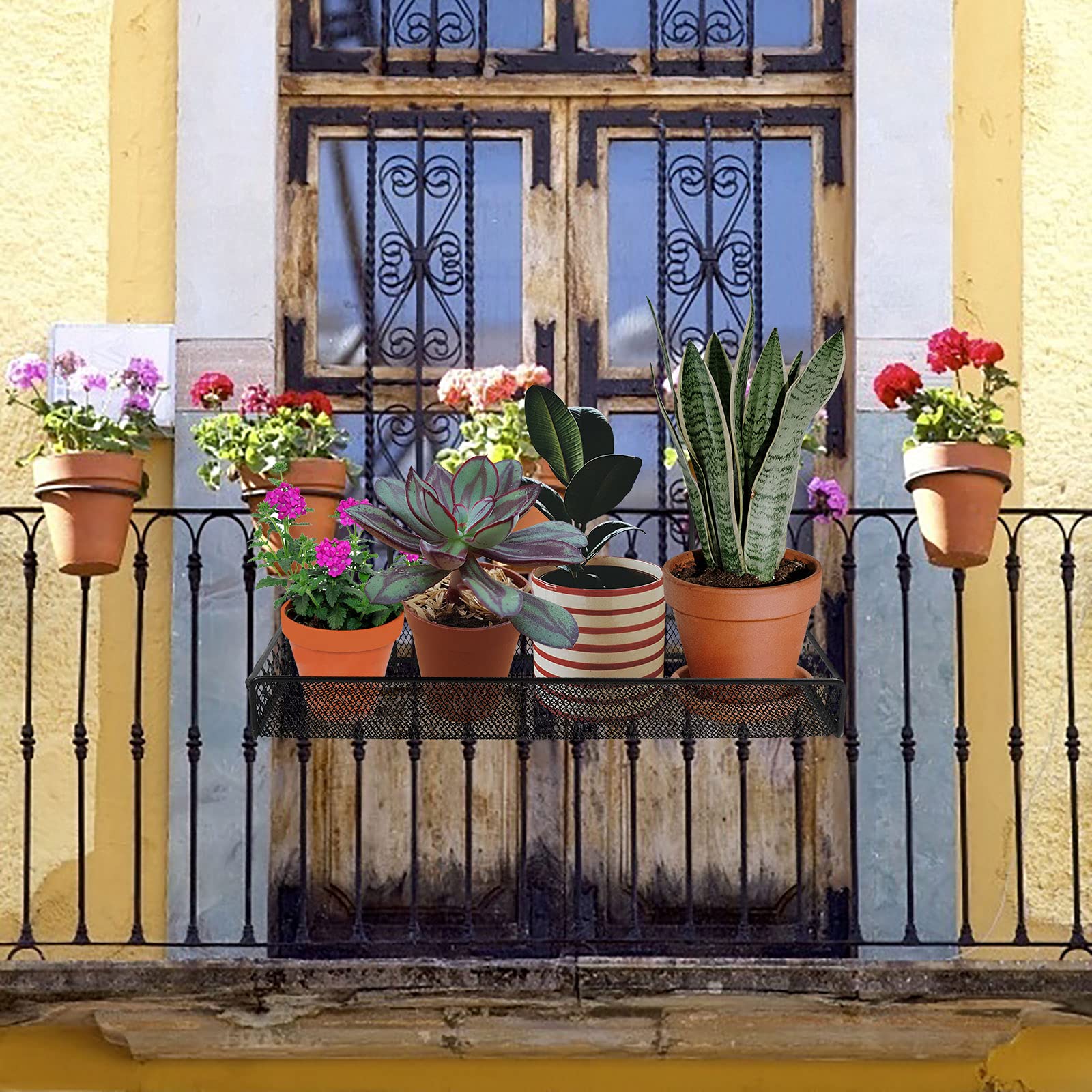 OBANGONG hanging planters on balcony rail freeing floor space and adding greenery
