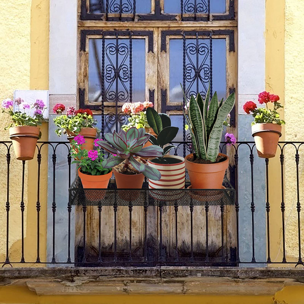 OBANGONG hanging planters on balcony rail freeing floor space and adding greenery