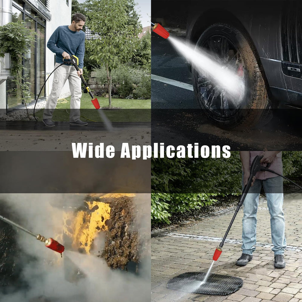 Obida nozzle in use on driveway demonstrating powerful cleaning and time savings benefit