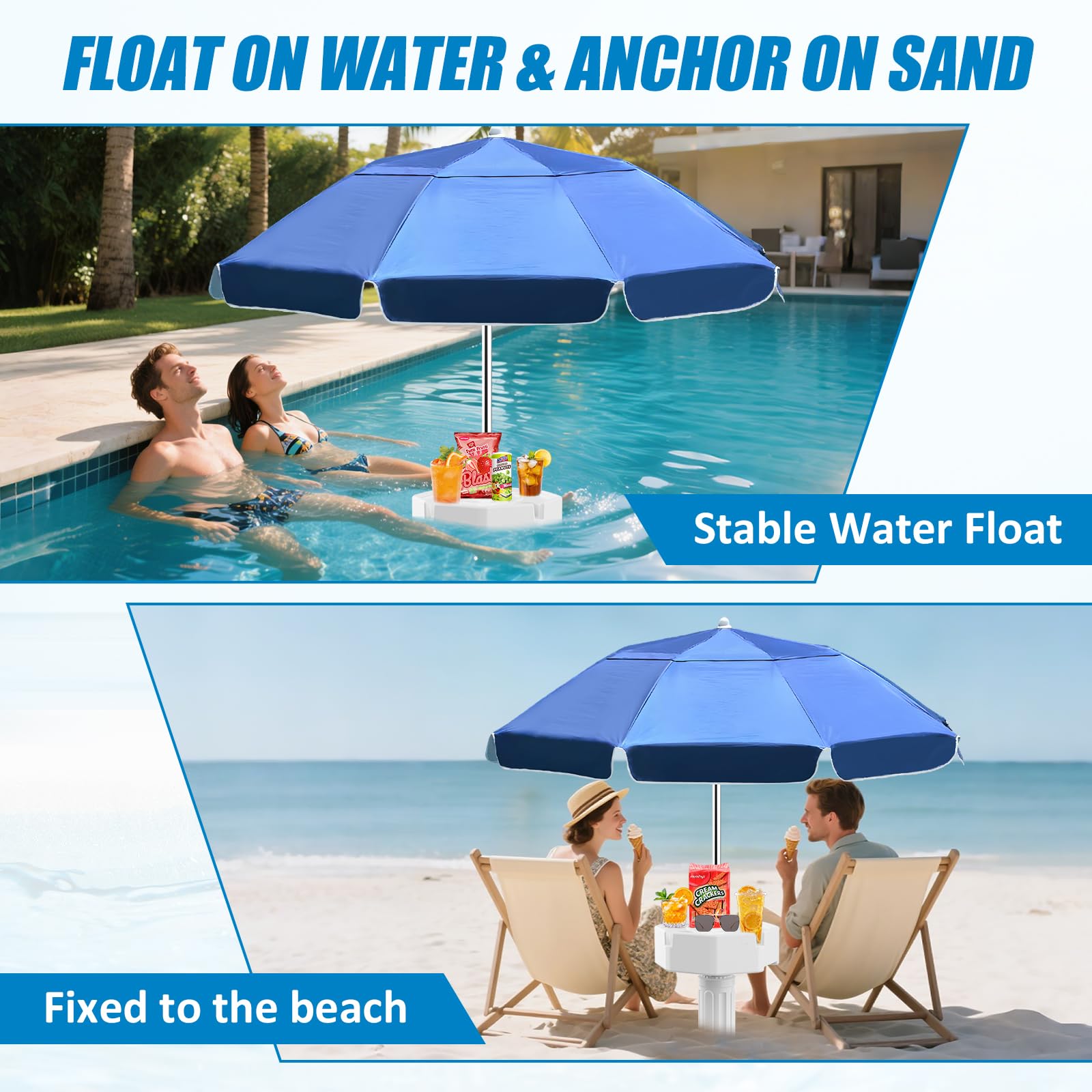 OceanaFlow aluminum pole and fiberglass rib detail for rust-resistant strength